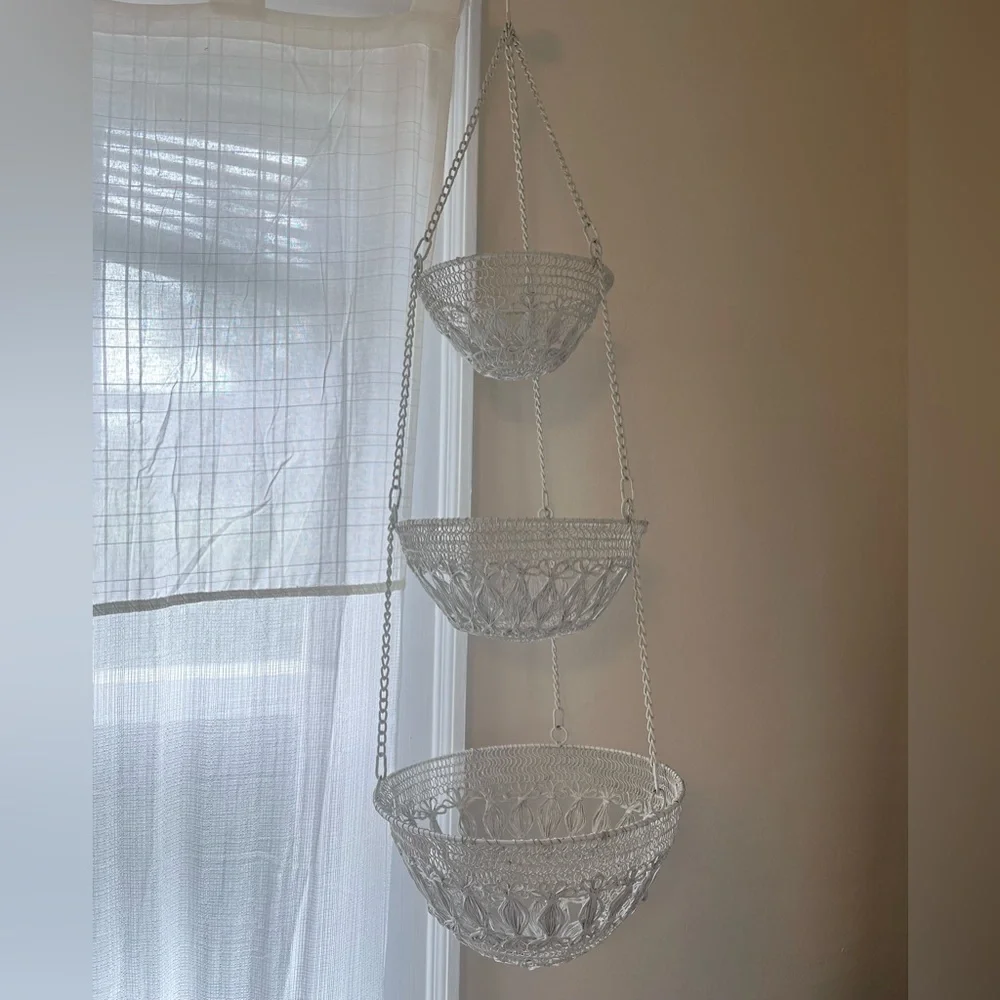 Woven Wire Tripple Hanging Basket Rattan Look